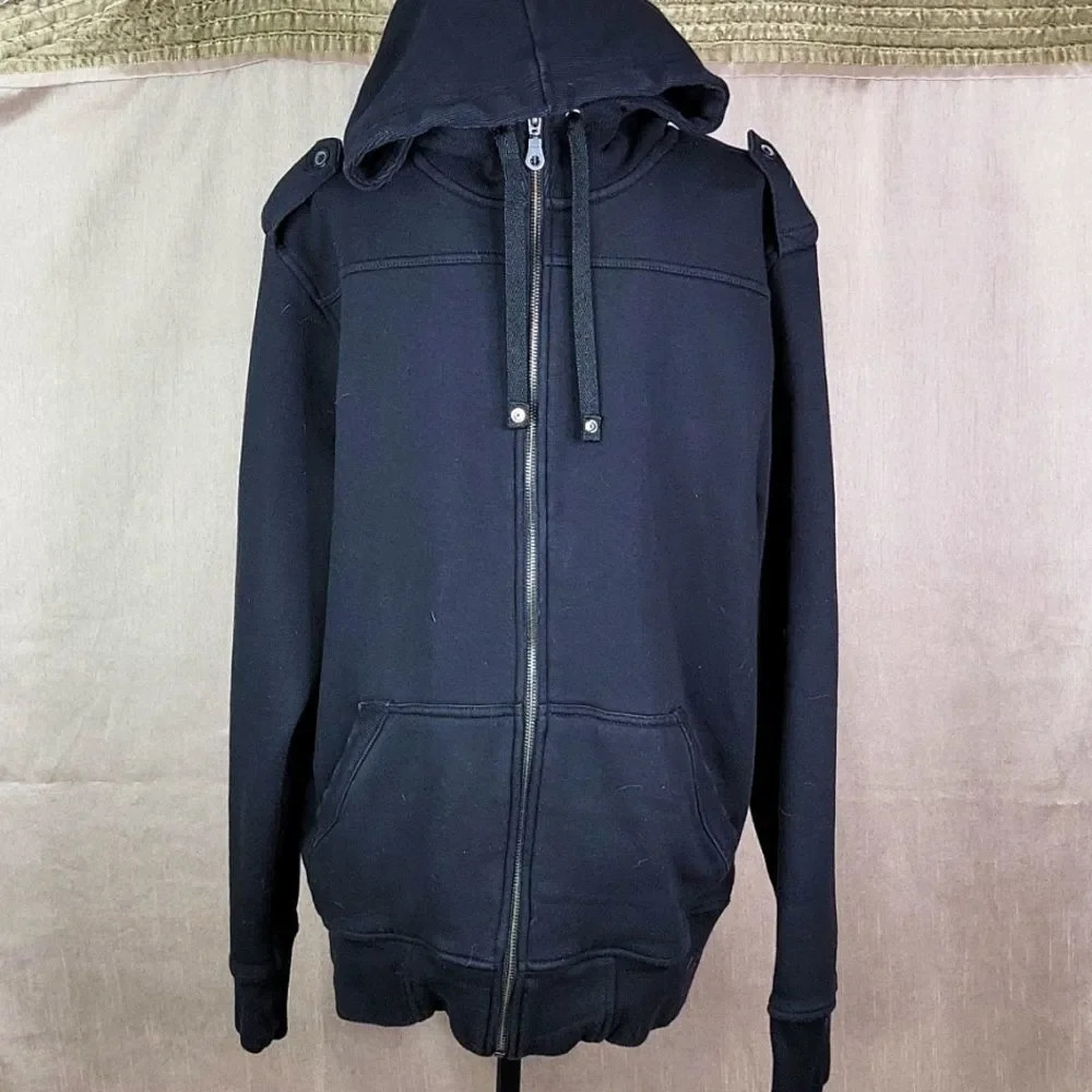 APT. 9 Zip Up Black Hooded Jacket Medium